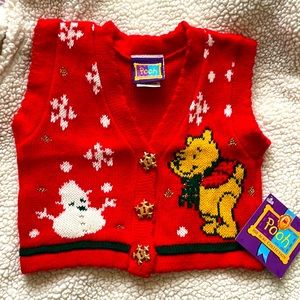 Vintage Christmas Pooh Vest NWT